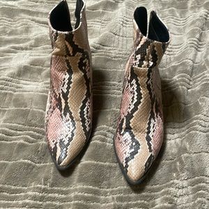 Faux snake skin ankle boots